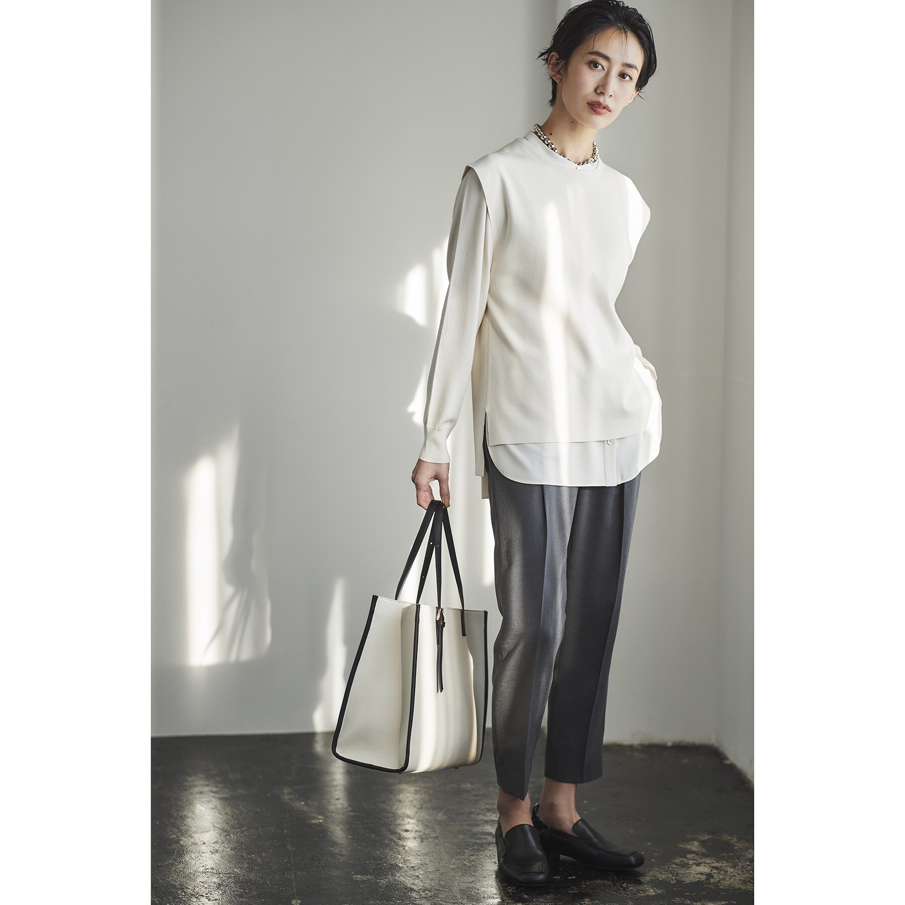 ASKYY / S13 / レイヤードシャツ / BLK/WHT | Owls Himeji